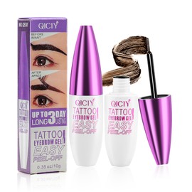 Easy Peel Off Eyebrow Color Gel, Tattoo Brow Peel Off Color Gel, Last Up to 3 Days, Waterproof & Sweatproof Brow Tattoo, Light Brown