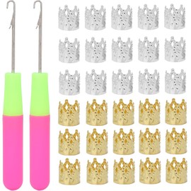 Juego de Ganchos de Ganchillo para Rastas, Juego de Herramientas para Rastas, Ganchos de Ganchillo para Trenzas de Ganchillo, Accesorios de Decoración del Cabello, que Incluyen 2 Agujas para Rastas, 3