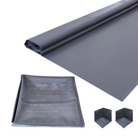 SINGFORM 40 mil Thickness 5' x 6' Shower Pan Liner with 2 Corner Dams | PVC Waterproofing Membrane Shower Pan & Base Sheet for Bathroom and Kitchen, Utra Durable, Grey