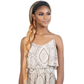 Motown Tress Synthetic Headband Wig - HEADBAND32, Long Straight Headband Wig, High Heat Resistant Wigs (1, Jet Black)