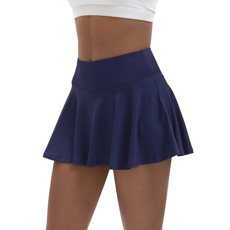 LTMNSZO Women's High Waisted Pleated Tennis Skirts with Pockets Inner