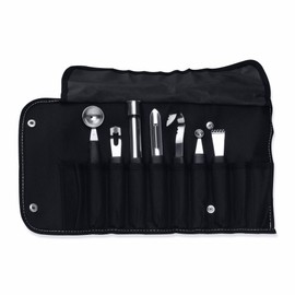 BergHOFF Essentials 8Pcs Garnishing Set in Bag, Lemon Zester, Double & Single Melon Baller, Channel Knife, Butter Curler, Peeler, Apple Corer, Great for Gift, Professional & Domestic Use