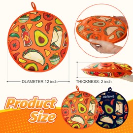 NSIRONS 2Pcs Tortilla Warmer, 12 Inch Insulated Microwave Safe Fabric Tortilla Warmer Pouch to Keep Food Warm for Corn Flour Taco Pizza Bread up to One Hour (2 pack Black&Orange)