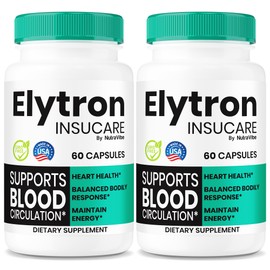 (2 Pack) Elytron Insucare – Daily Support Formula with Naturally Derived Ingredients for Balanced Levels, Steady Energy, and Circulation, Just Take 2 Easy-to-Swallow Pills a Day (120 Capsules)