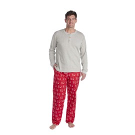 Mud Pie Men's Matching Family Christmas Pajamas, Red, Gray, Medium