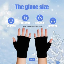 Compression Gloves for Men,Fingerless Gloves, 6 Pairs Fingerless Gloves for Men & Women, Warm Work Gloves for Typing, Outdoor Activities, Cycling and Office Use
