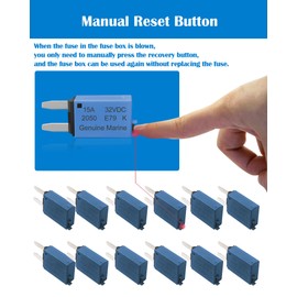 Nerites 15A Low Profile Mini Fuse Kit– Automotive 15A ATM Manual Reset Circuit Breaker Fuses for Boat, RV, Car, Truck, DC 12V/32V 15 Amp Manual Resettable Blade Assortment Kit with Resettable Fuses