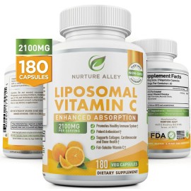 Nurture Alley Liposomal Vitamin C 2100mg- 180 Capsules High Absorption Ascorbic