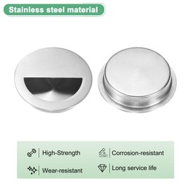 M METERXITY 4-Pack Recessed Finger Pulls, 2.75 Inch / 70mm Stainless Steel Sliding Closet Door Handles for Barn/Pocket Door, Semicircle Flush Pulls Handles