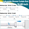 White Shower Curtain Rod 36-68 Inch(3-5.6ft) Never Rust No Drilling