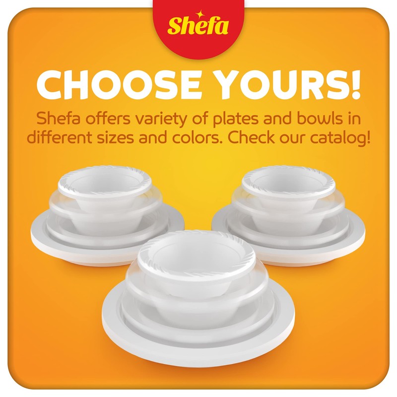 Shefa Pack of 100 White Bowls - Plastic Bowls for