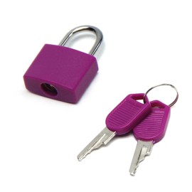 MroMax Keyed Padlock, Zinc Alloy Padlocks with 2 Keys, Purple ABS Shell 22.5mm Width, Waterproof Padlock Outdoor Use for Suitcases, Home, Toolbox, Keyed Alike 1Pc