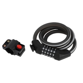 Hihaha Bicycle Lock with Lock Frame/Adjustable Bike Chain Lock for Mountain Bike Road Bike / 5 Digit Resettable Bike Cable Lock ABS PVC 133cm / 1 Set Black