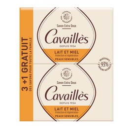 ROGE CAVAILLES Savon Surgras Extra-Doux Lait de Miel (Lot de 3 + 1 OFFERT)