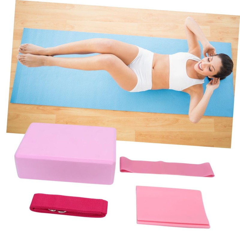 KOMBIUDA Yoga Fitness Set 4pc Yoga Tool Kit Brick Towel