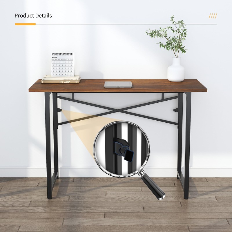 Lutown-Teen 47 inch Folding Desk No Assembly Required, Writing Gaming