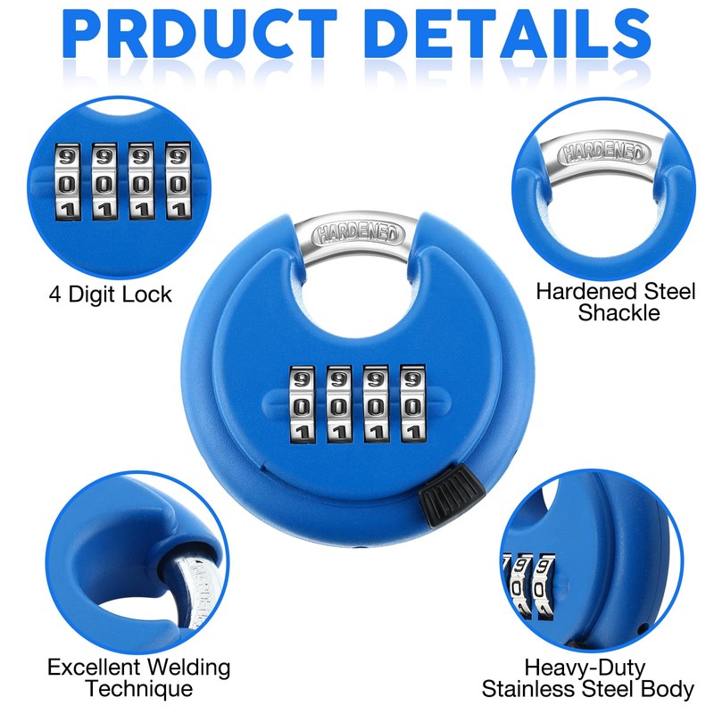 Maitys 4 Digit Combination Locks Stainless Steel Code Disc Lock