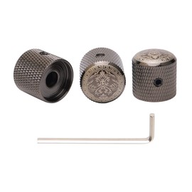 Unxuey 3PCS Classical Guitar Knobs Vintage-Inspired Engraved Metal Volume Tone Knobs for 6mm Shaft Pots Guitar