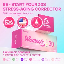 Women’s Magic Pack 30+ Stress-Aging Corrector Multivitamin with Probiotics, Cranberry, D3K2, Nicotinamide Riboside – 5-in-1 Daily Skin, Hair & Stress Support, 30 Count