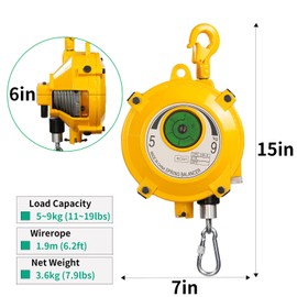 QFhuahang Retractable Spring Balancer 5~9kg(11~19lbs) Hanging Tool Spring Balancer Balancer Retractor 1.9m Wire Rope Hanging Holding Equipment