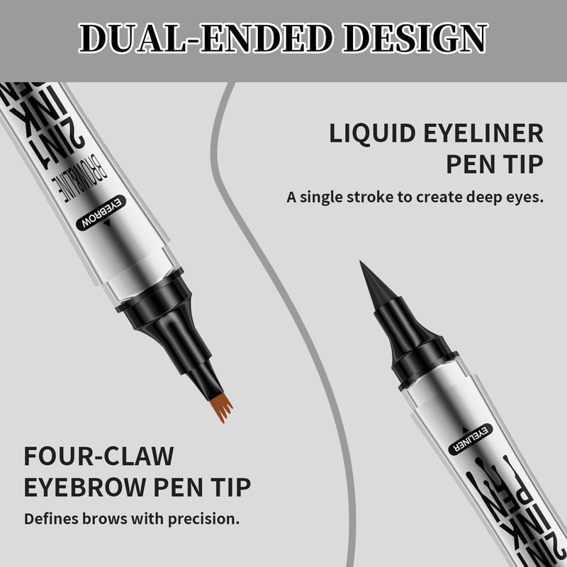 FunnAura 2PCS Double Ended Waterproof Eyebrow Pen, with 4 Micro