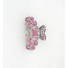 Faship Gorgeous Pink Rhinestone Crystal Floral Hair Claw Clips
