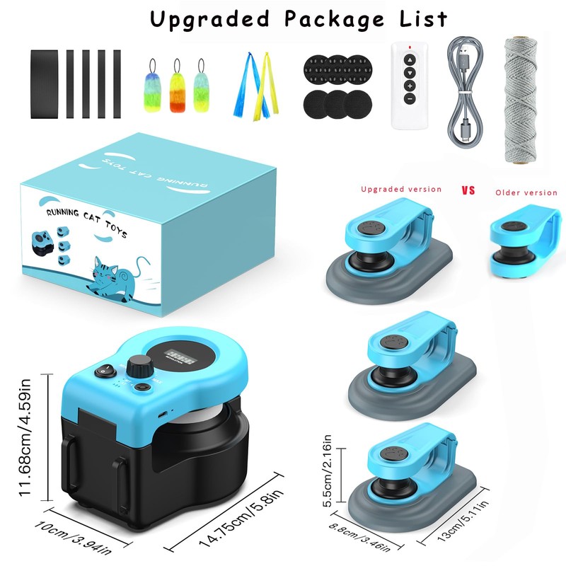 AsFrost Upgraded Interactive Cat Toy for Indoor Cats Chase/Run/Hunt-SkyBlue