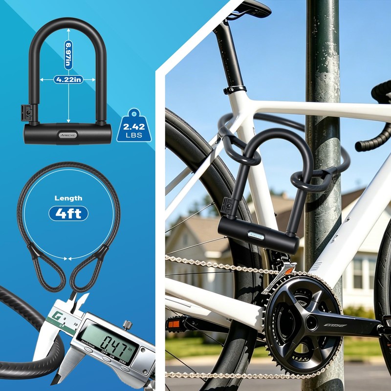 APECYC Bike Lock Heavy Duty Anti Theft U Lock with