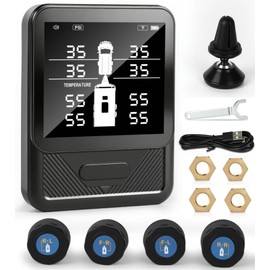 MR CARTOOL Tire Pressure Monitoring System with 4 Sensors &6 Alarm Modes, 3.15" Color LCD Display Wireless TPMS with Auto on/Off &Voice Promp, 0-100 PSI for RV/Trailer/Truck/5th Wheel