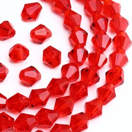 Dowarm 1000PCS Crystal Beads 4MM, Red/Siam Faceted Glass Bicone Beads for Jewelry Making, Craft, DIY Bracelet, Necklace, Dolls, Suncatcher