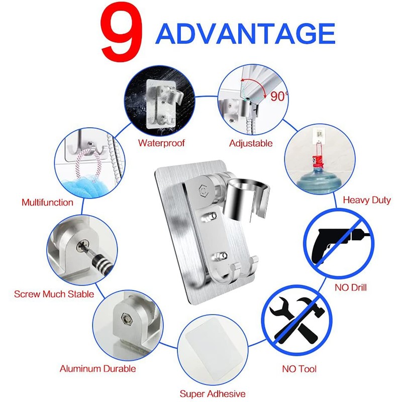 Strong Adhesive Shower Head Holder CACASO Adjustable Shower Wand Holder,Handheld