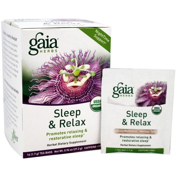 Gaia Herbs Sleep and Relax Herbal Tea Bags, 16 Count (Packaging may vary)