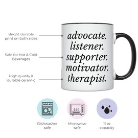 YouNique Designs School Counselor & Therapist Mug, 11oz, Mental Health Gifts for Women & Men, Appreciation Gifts (Black Handle)