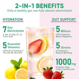 Venture Pal 2-in-1 Hydration Packets + Gut Health Electrolytes Powder - 7 Electrolytes & 5 Vitamins, Probiotics - Sugar Free Liquid Daily IV Drink Mix