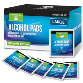 Toallitas con alcohol envueltas individualmente, 100 almohadillas estériles de preparación de alcohol saturadas con 70% de isopropilo, hisopos de prep