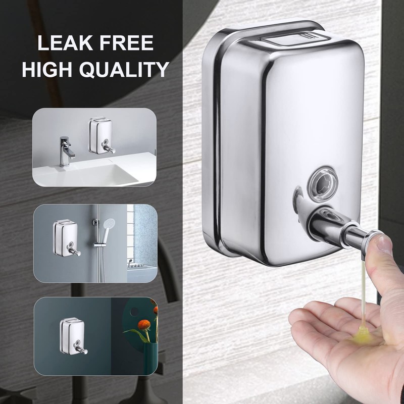 VANNSOO Commercial Soap Dispenser Wall Mount Stainless Steel Manual Liquid
