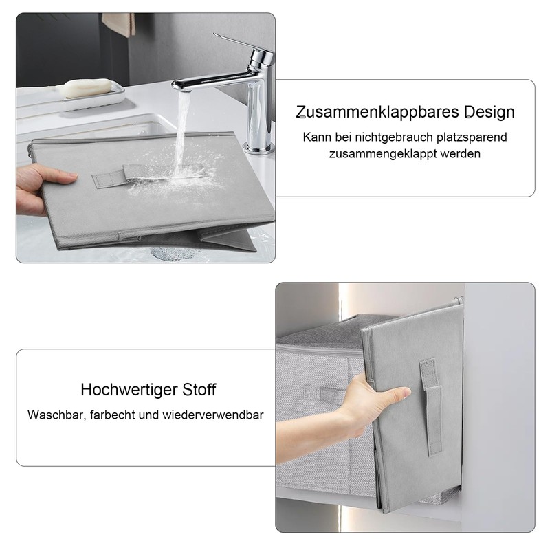 APOMOONS Lockable Box Boxes Storage Box with Lid Fabric Cardboard