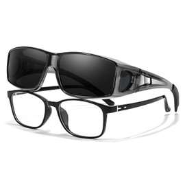 VIEWBETTER Polarized Fit Over Glasses Sunglasses for Men UV Protection Wrap Around Snap On Shades for Driving/Fishing/Hiking