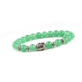 JOYA GIFT Natural Green Aventurine 8MM Round Beads Buddha head Gemstone Chakra Bracelet for Women