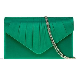 fi9® LADIES SATIN PARTY PROM BRIDAL EVENING CLUTCH HAND BAG PURSE HANDBAG (Green)