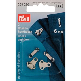 prim skirt hook & bar silver 0.2 inch (6 mm) set of 2