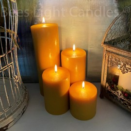 Beeswax Pillar Candles Four Inch Wide/Handcrafted with 100% Pure Natural Bees wax / 4 Sizes/Honey Aroma/Large Cylinder/Wedding Event (4x4+4x6+4x8 Pillar Set)
