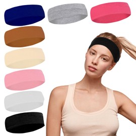 Women's 8 Pieces Wide Headband Women's Elastic Hair Bands Women's Soft Headbands Women's Sports Hair Band Women's Sweat Hair Bands for Women Hair Band for Fitness Yoga