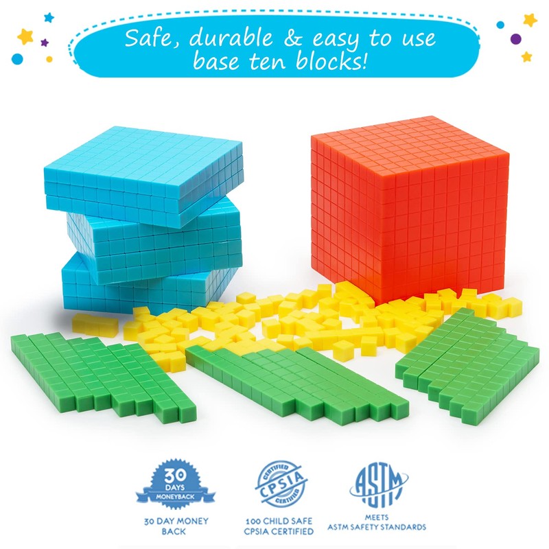 Simply magic 140+1 PCS Colorful Base Ten Blocks & Activities