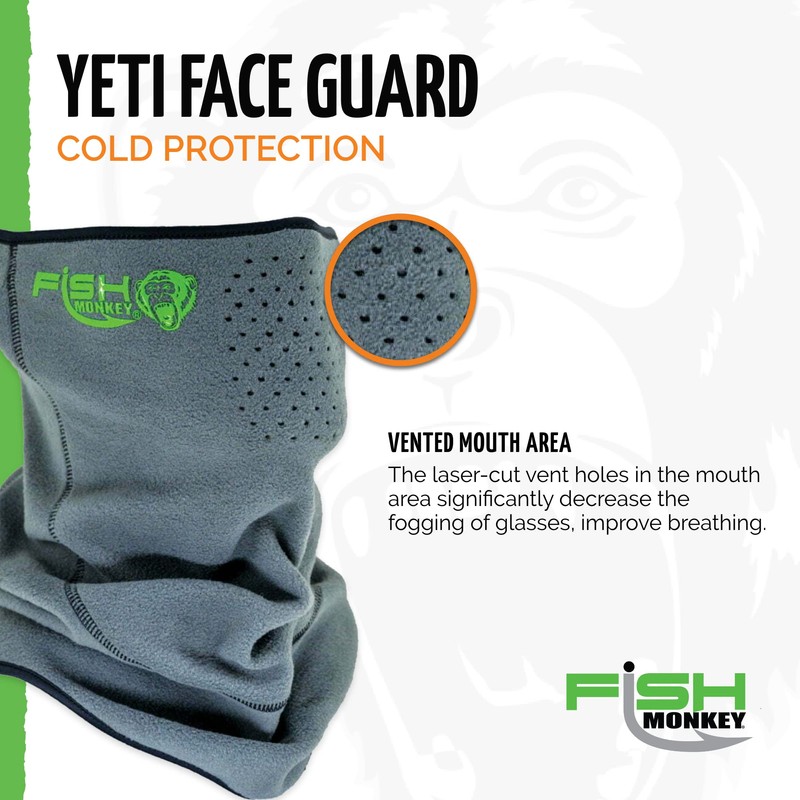 Fish Monkey FM41-GRY Yeti Fleece Face Guard, Grey/Green