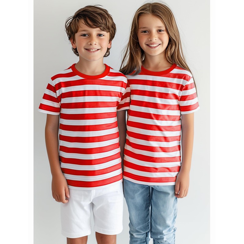 Silenroar Boys Tshirt Striped(red/White,7)
