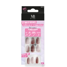 MB MILANO 24 x Coffin Shape False Nails 12 Sizes Red Madness