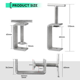 EXLECO Set of 4 15-60 mm C Clamp Stainless Steel C Clamps Screw Clamp Carrier Clamp Fixing Pliers Table Clamp Support Clamp for Woodwork Welding Carpentry Adjustable Jaw Openings