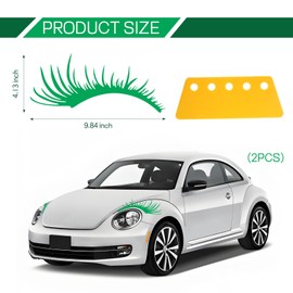 Ongfuwu 2 PCS Car Headlight Eyelashes Stickers, Auto Bumper Window Eyelashes Stickers, Fashion Fake Eyelash Stickers for Car Body, Vehicle Exterior Decoration Accessories for Car SUV Truck (Green)