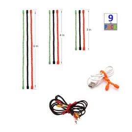 Silicone Twist Ties, Silicone Cable Ties, 9pcs Steel-Core Rubber Twist Tie, Reusable Twist Ties for Cords Wire, Cable Tie Straps Organizer. 3 4 and 6 inches